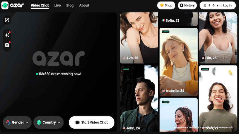 azar app interface