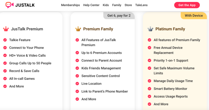 JusTalk Versions and Pricing Structure